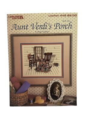 Vintage Aunt Verdi’s Porch Country Scene Cross Stitch Leaflet #448 Leisure Arts